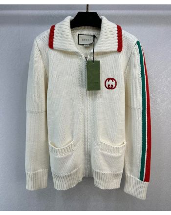 Gucci Women's Knit Zipper Cardi Cream