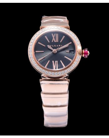 Bvlgari Lvcea Rose Gold Case With Diamonds Automatic WatchB lack