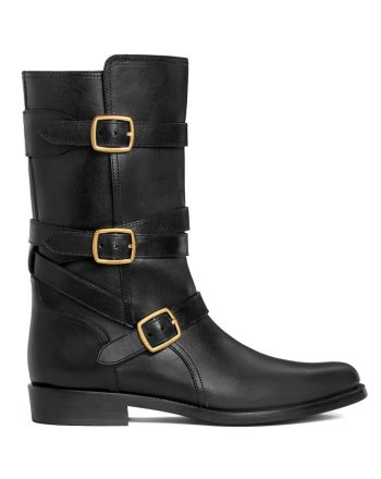 Celine Women's Lyra Triple Buckles Boot In Calfskin Black