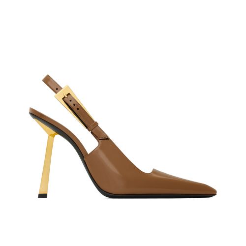 Saint Laurent Women's Lee Slingback Pumps In Glazed Leather 