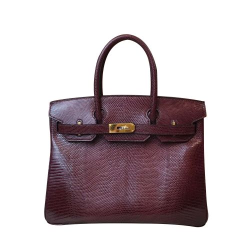 Hermes Birkin 30 Rouge Exotic Lizard Bag 